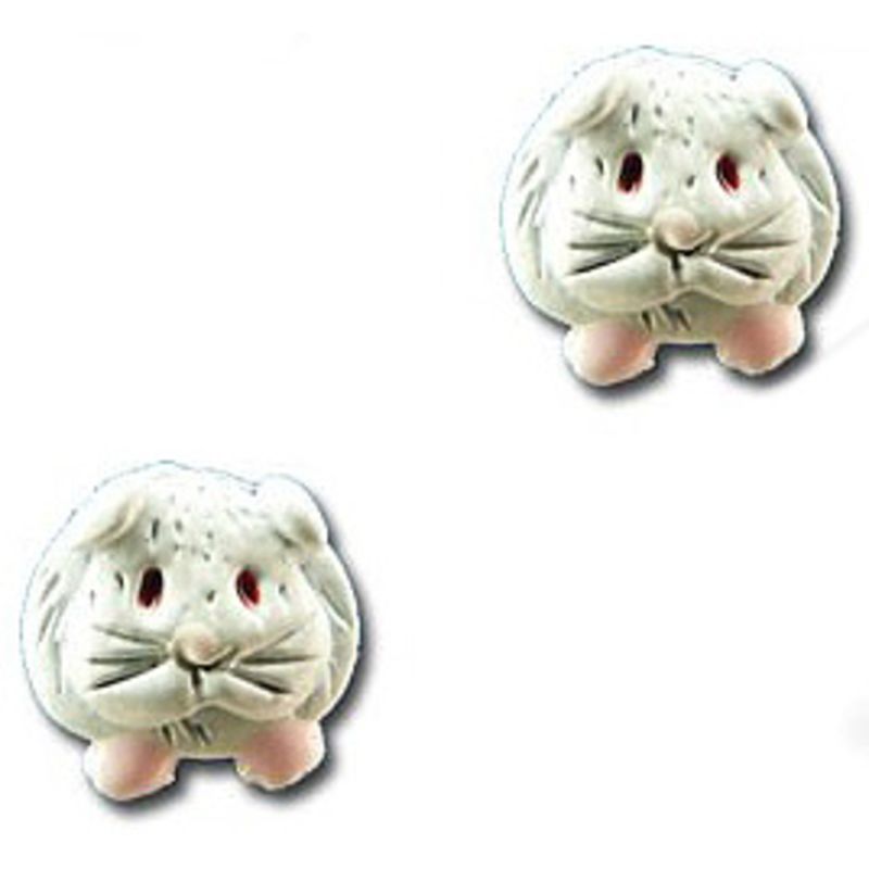 Guinea Pig Post Earrings in White Enamel - Short-haired guinea pig