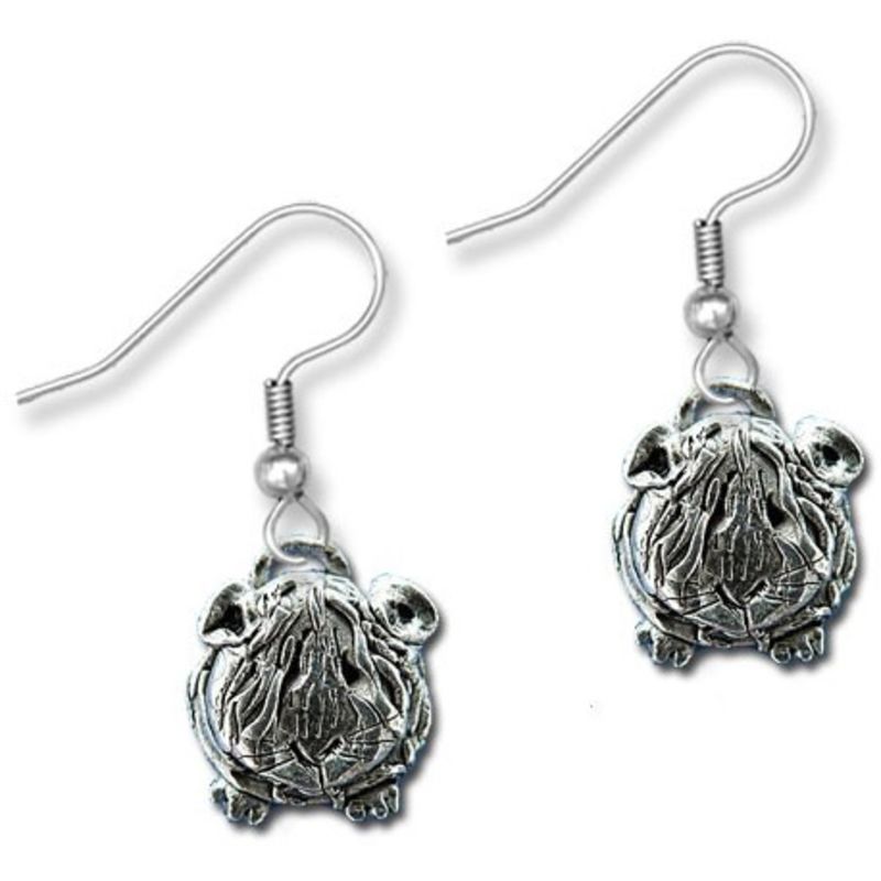 Guinea Pig Wire Earrings in Pewter - Long-haired guinea pig