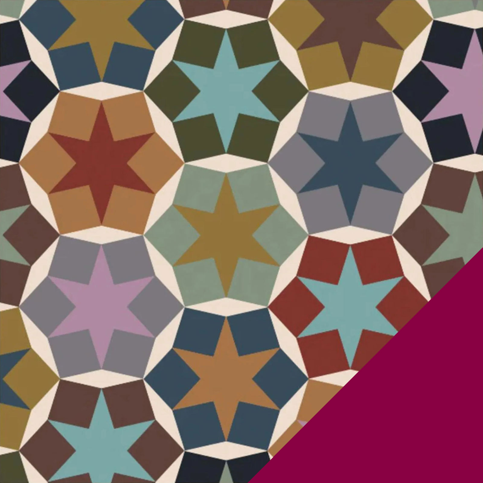 Geometric Stars fleece fabric with Burgandy Fleece