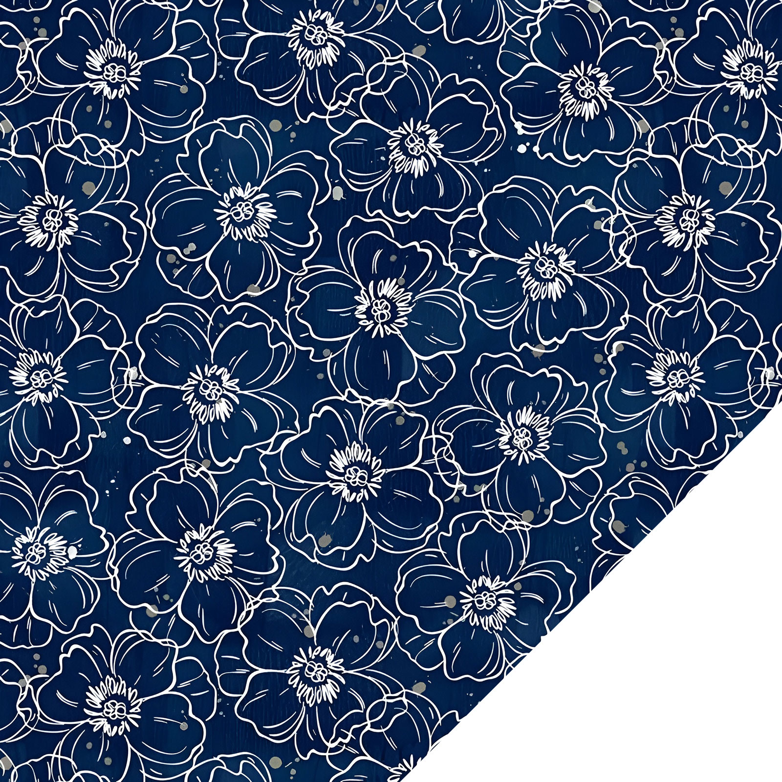 Indigo Bloom fleece fabric with White Fleece