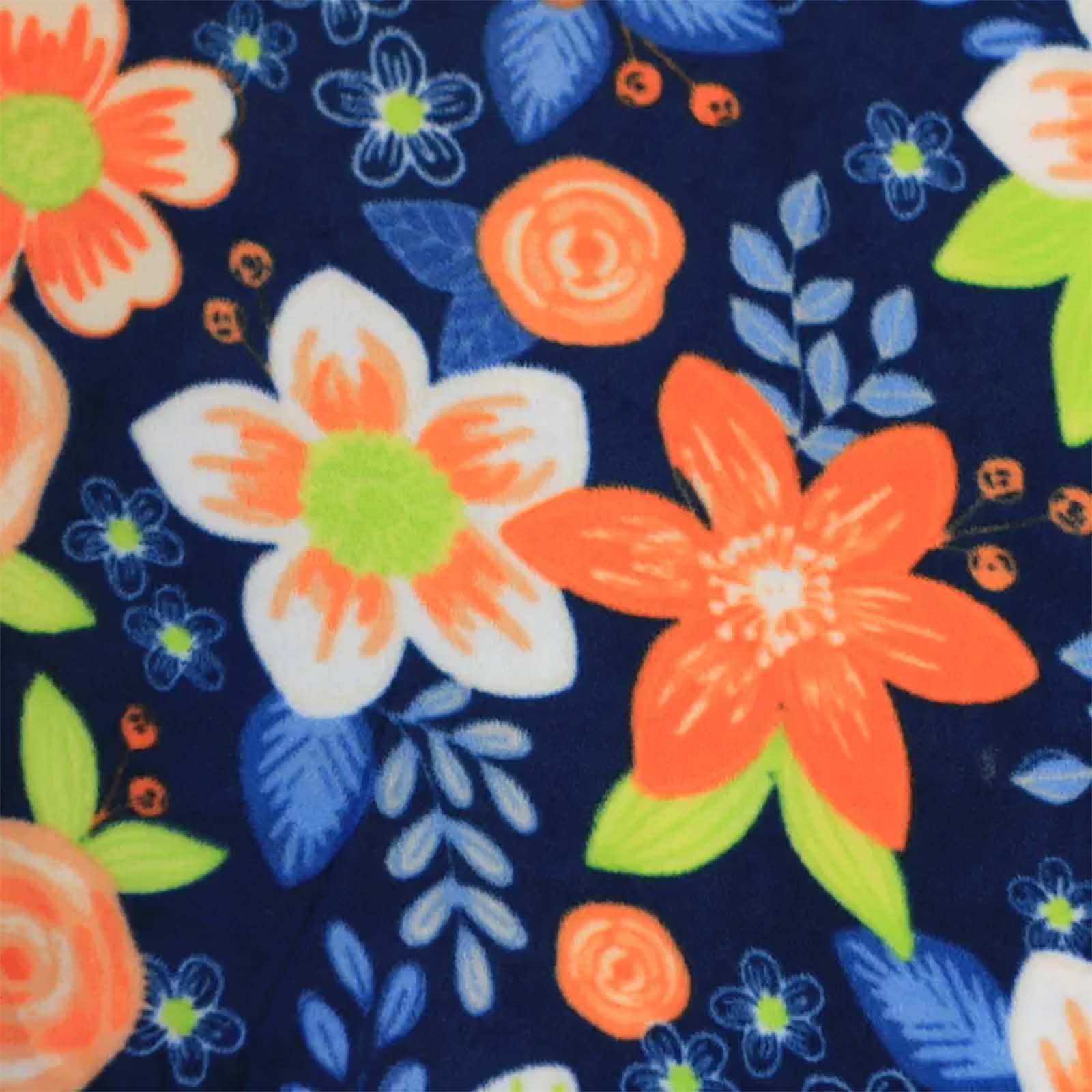Orange Flowers Fleece Fabric example