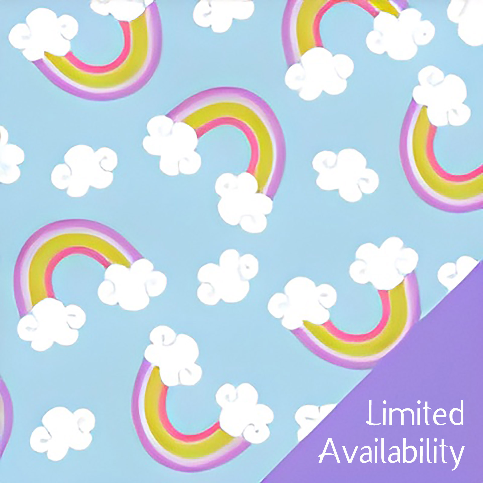 Rainbows Fleece Fabric with Lilac