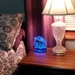 Guinea Pig Night Light - Ornate, Happy Hippy Piggy Lamp on a side table bedroom