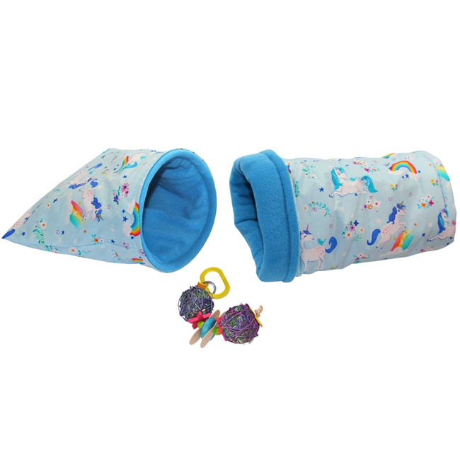 Fanciful "Small" Blue Unicorns Cozy and Toy Bundle for Guinea Pigs and Other Small Animals
