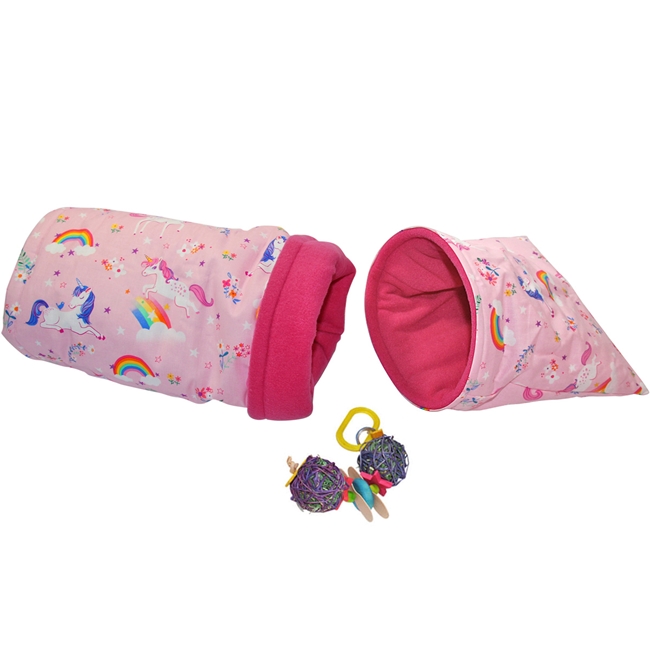 Small Pink Unicorns Bed and Toy Bundle for Guinea Pigs and Other Small Animals