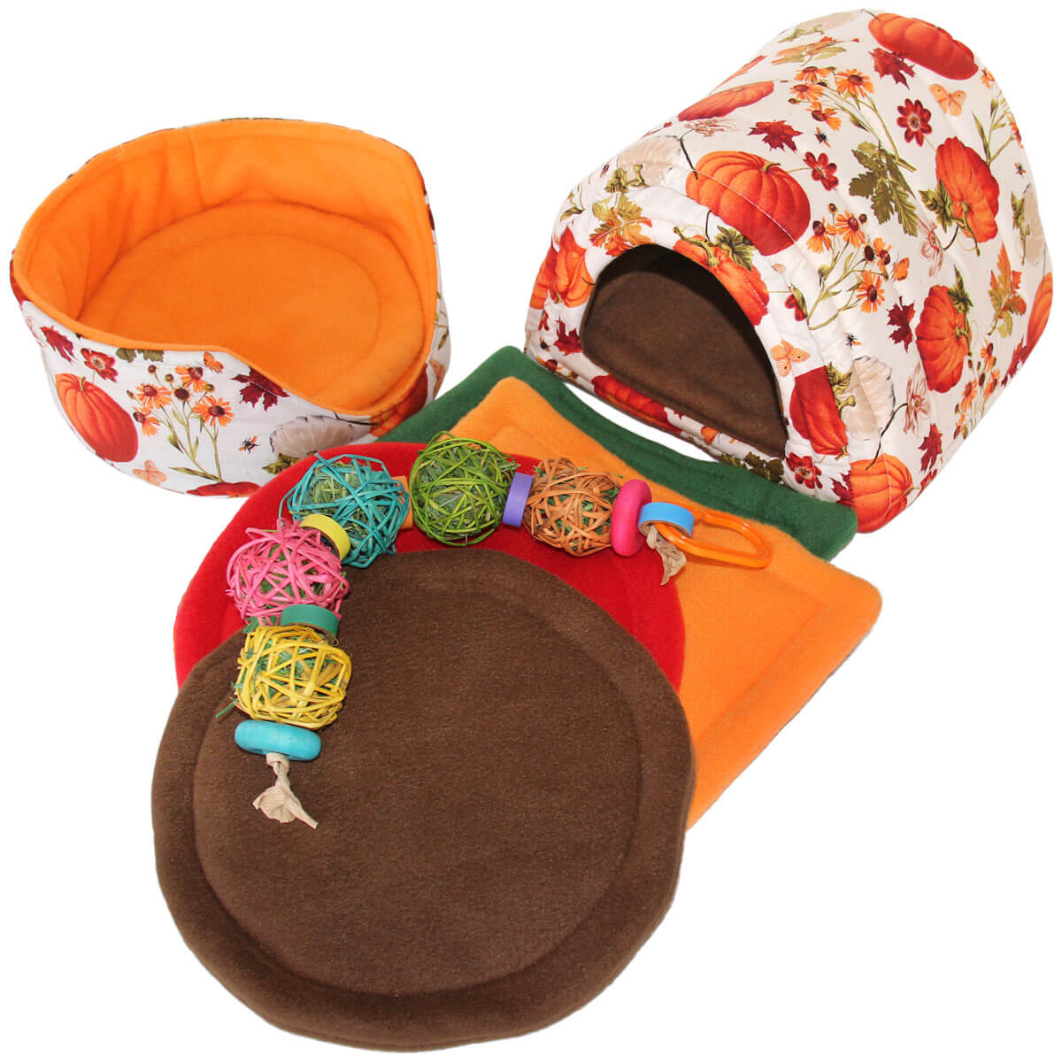 Large Pumpkin Harvest Cozy and Toy Bundle for Guinea Pigs and Other Small Animals