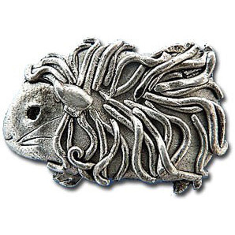Guinea Pig Pin in Pewter - Long-haired guinea pig