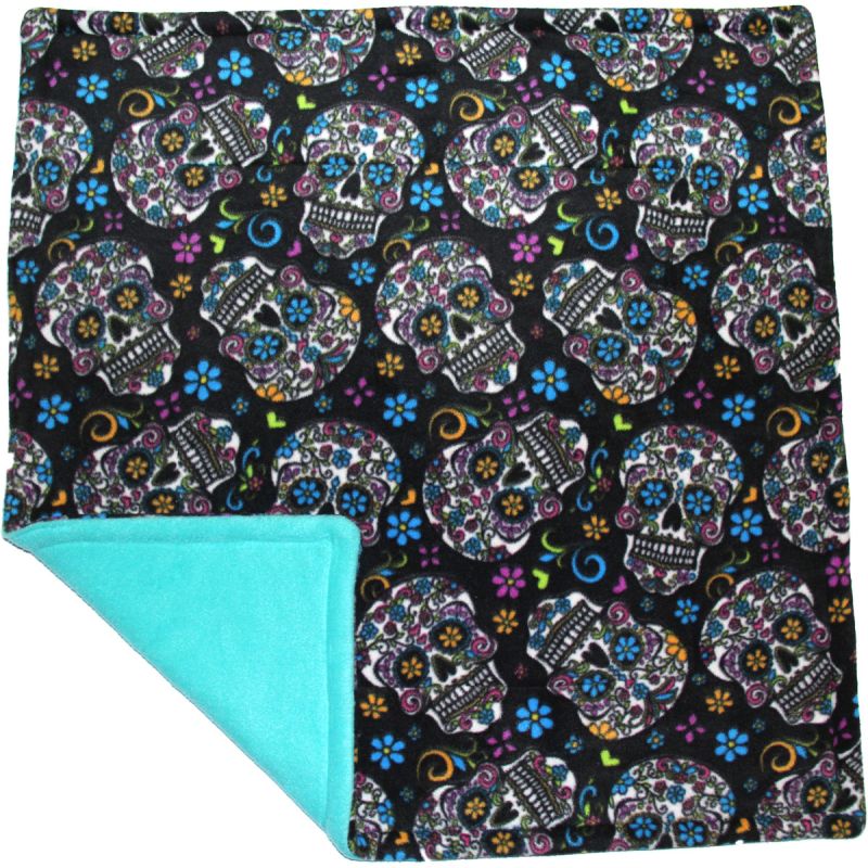 Guinea Pig Cage Liner for C&C Cage in 2x2 in Sugar Skulls Black fleece pattern