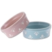 Large Pastel Paws stoneware pellet or food bowls for guinea pigs in pink and blue.