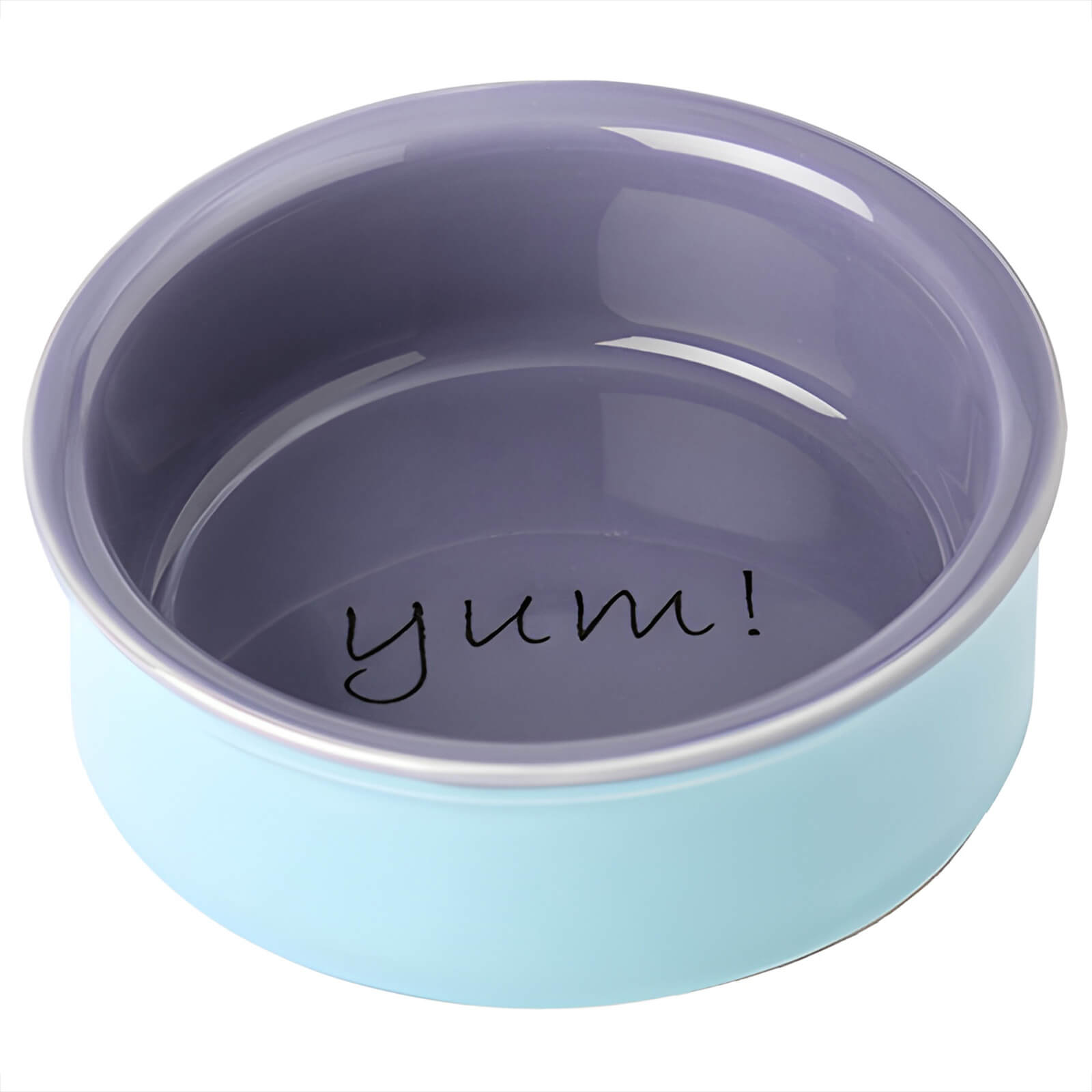 Small Yummy Time pellet or food bowl for guinea pigs in blue and purple.