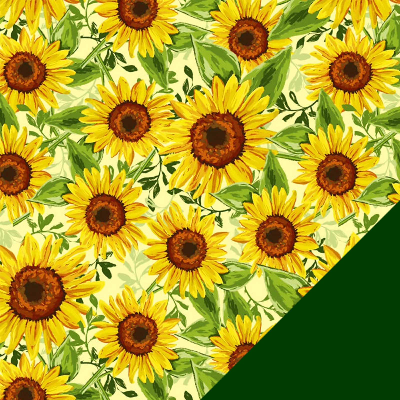Sunflowers Fleece Fabric with Hunter Green