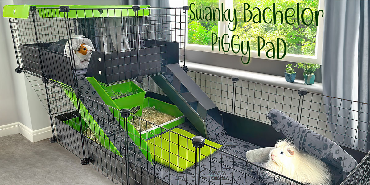 Swanky Bachelor Piggy Pad image of a 2x4 large Cagetopia C&C Cage Ancient Hieroglyphs fleece